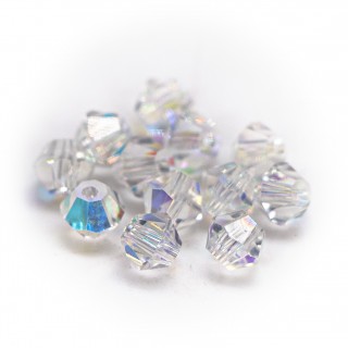 Бусины биконус 4мм, прозрачный радужный